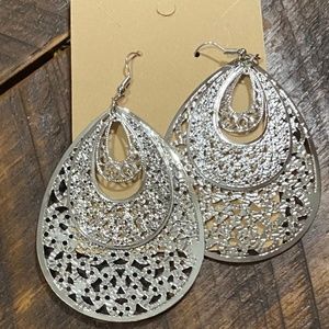 Silver 2 inch earrings
